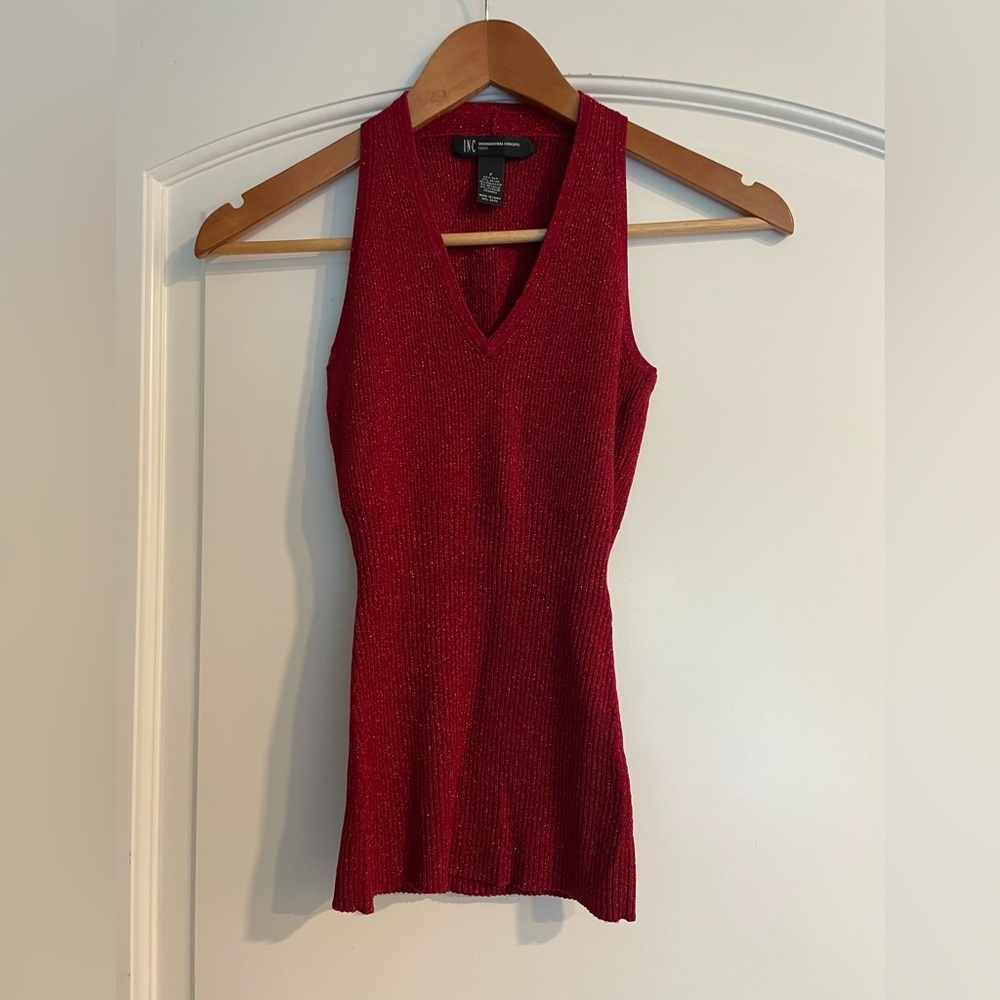 I.N.C. Metallic Ribbed Cardigan - Red - Picture 4 of 6